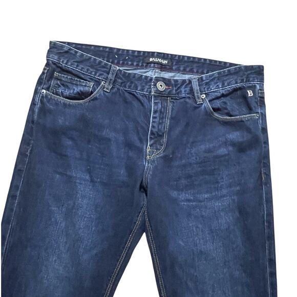 Balmain Paris Jeans Mens 34x31 Blue Selvedge Mid Wash Denim Modern France - Picture 1 of 10